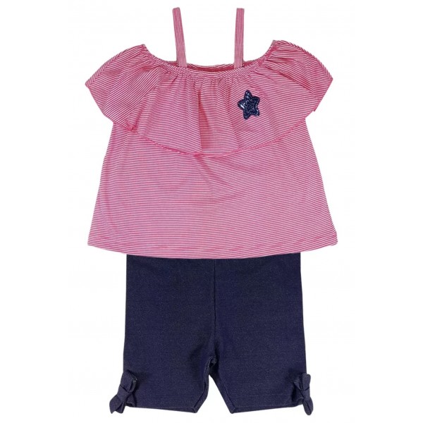 Conj Infantil 1a10 Menina Verão Ciganinha Vermelho Marinho