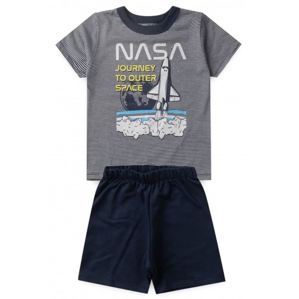 Conj Infantil 1a10 Menino Bermuda Verão Nasa Espaço Marinho