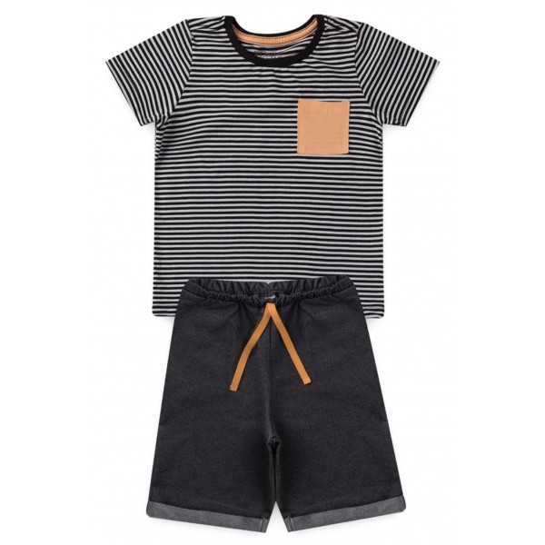 Conj Infantil Masculino 1a3 anos Listrado Neutro Luxo Jeans