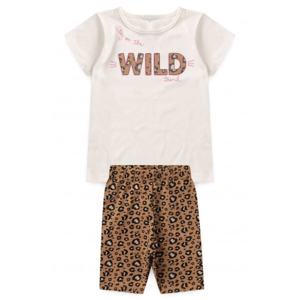 Conj Infantil Menina Calor Verão Onça Animal Print 2a10 Anos