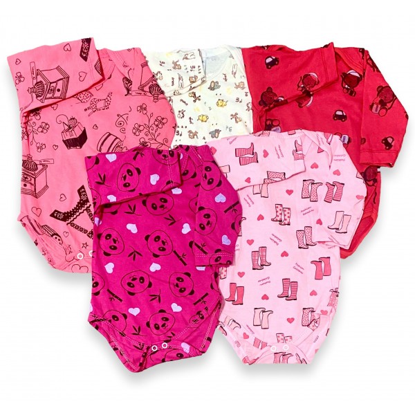 Kit 2 Body Bebê Menina Manga Longa Estampado Atacado Barato