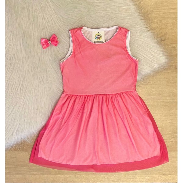 Vestido Menina Tule Rosa Luxo Festa Infantil Verão 4a10 Anos