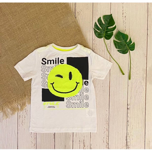 Camiseta Manga Curta Infantil Masculina 1a10 anos Smile Neon