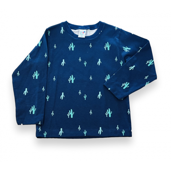 Blusa Camiseta Longa Infantil Tip Top Luxo Menino Cacto Dino