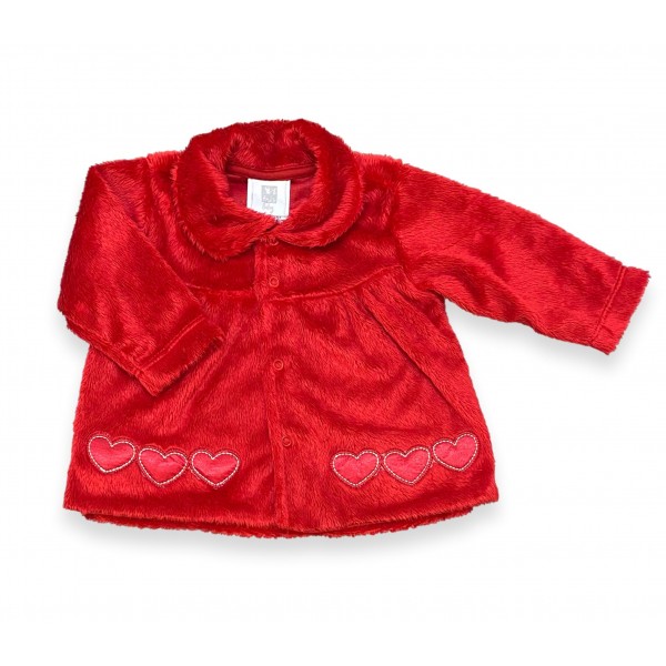 Blusa Casaco Bebê Menina Vermelho Pelúcia Luxo Frio Inverno