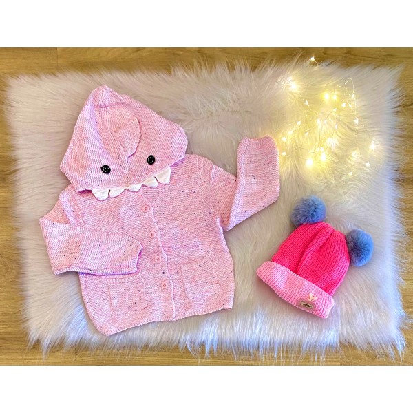 Blusa Jaqueta Infantil Tricot Capuz Tubarão Menina Inverno