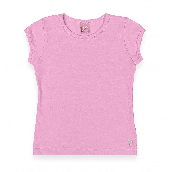 Blusa Manga Curta Infantil Menina 2 a 8 anos Cotton Básica