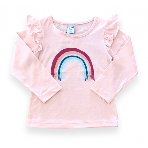 Blusa Manga Longa Infantil Tiptop Menina Unicórnio Arco-íris