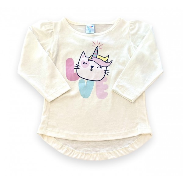 Blusa Manga Longa Infantil Tiptop Menina Unicórnio Arco-íris