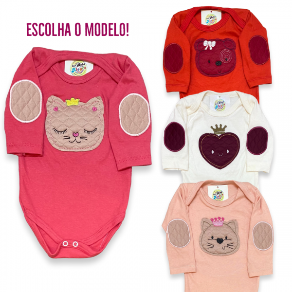 Body Roupa Bebê Feminino Menina Manga Longa Bordado Barato