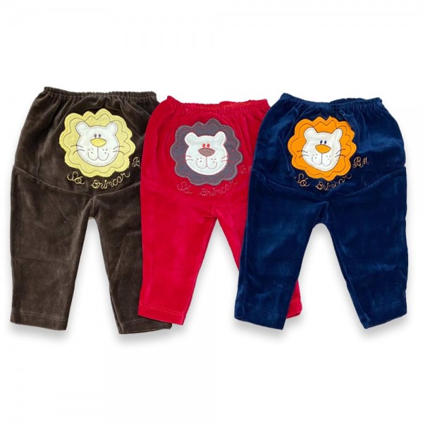 Calça Mijão Bebê Menino Bicho Molhado Plush Frio Bordado 