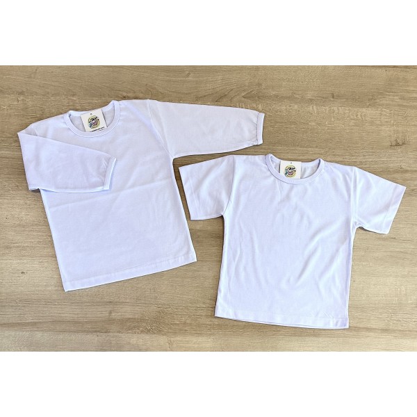 Camiseta Infantil 1a12 Branca Básica Lisa 100% Algodão Longa