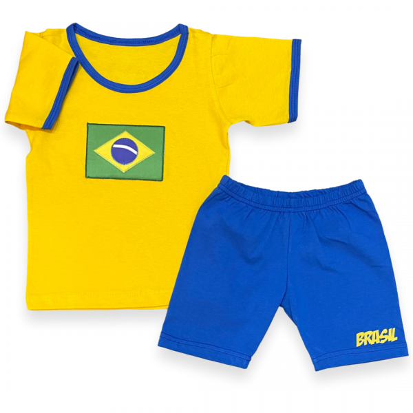 Conj Infantil Brasil Copa Mundo 2022 Menino Camiseta Shorts