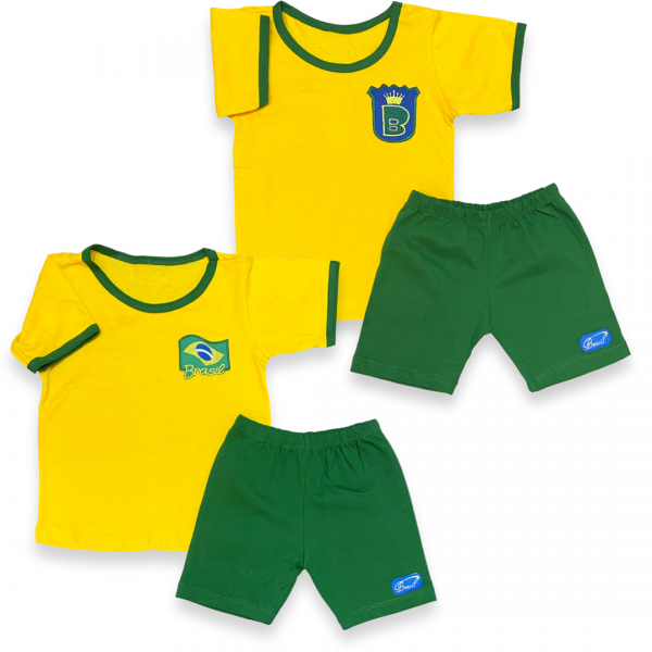 Conj Infantil Brasil Copa Mundo 2022 Menino Camiseta Shorts