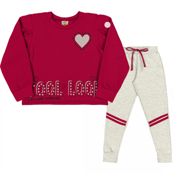 Conj Moletom Frio Menina 4a10 anos Infantil Glitter Fashion