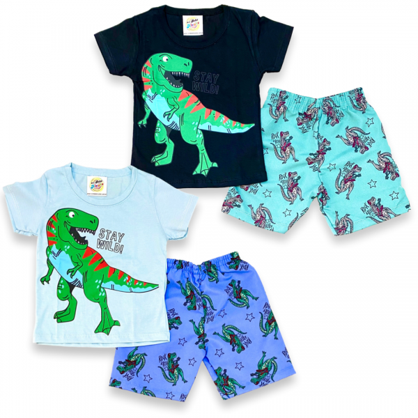 Conj Shorts Camiseta Infantil Verão Barato Menino 1 a 3 Anos