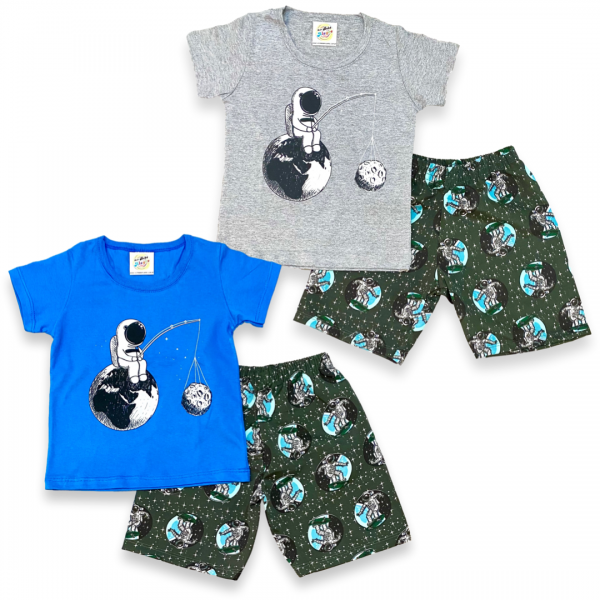 Conj Shorts Camiseta Infantil Verão Barato Menino 4 a 8 Anos