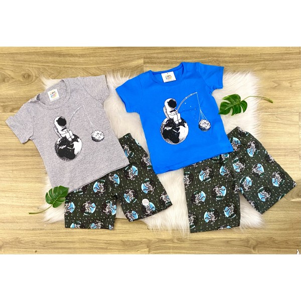 Conj Shorts Camiseta Infantil Verão Barato Menino 4 a 8 Anos