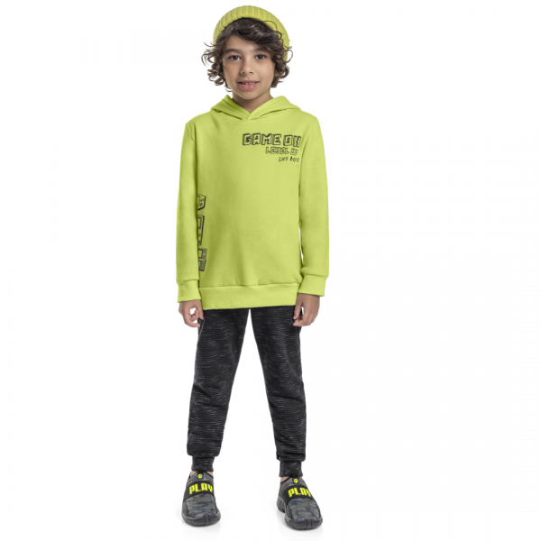 Conjunto Moletom Frio Menino 4a10 Anos Infantil Gamer Capuz