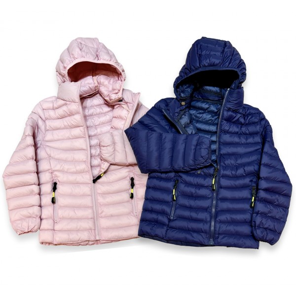 Jaqueta Infantil Puffer Acolchoada Frio Inverno Zíper Capuz