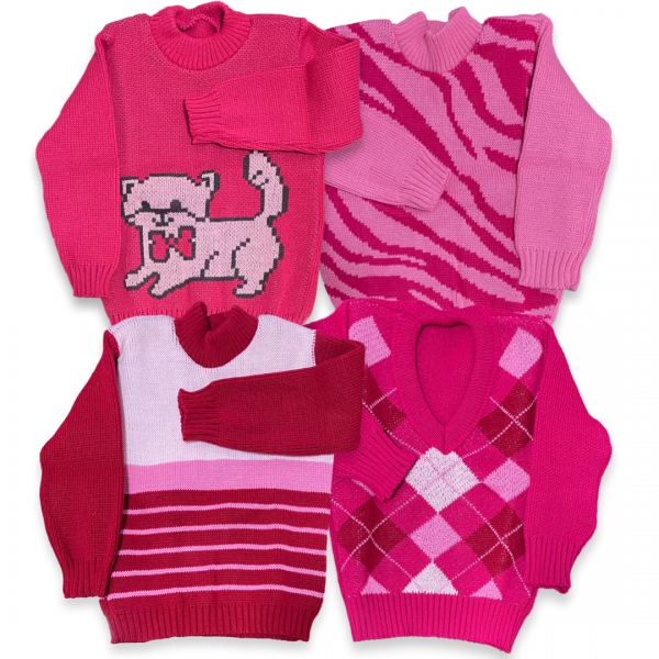 Kit 2 Blusa Casaco 1a3 anos Menina Lã Tricot de Frio Inverno