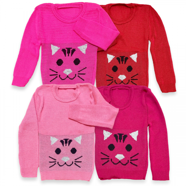 Kit 2 Blusa Casaco 1a3 anos Menina Lã Tricot de Frio Inverno