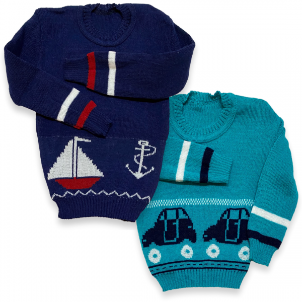 Kit 2 Blusa Casaco 1a3 anos Menino Lã Tricot de Frio Inverno