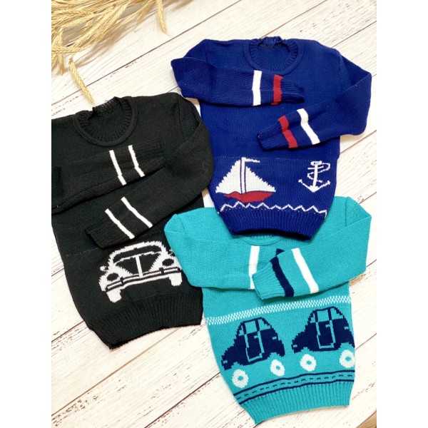 Kit 2 Blusa Casaco 1a3 anos Menino Lã Tricot de Frio Inverno