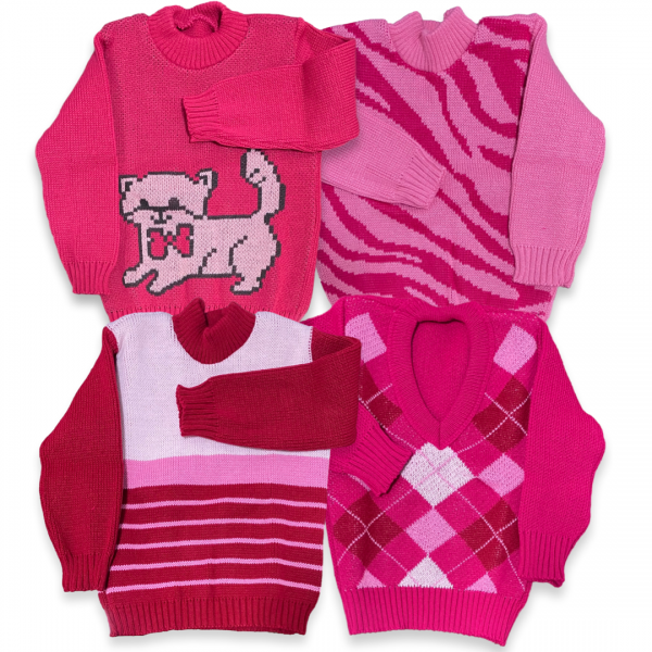 Kit 2 Blusa Casaco 4a8 anos Menina Lã Tricot de Frio Inverno