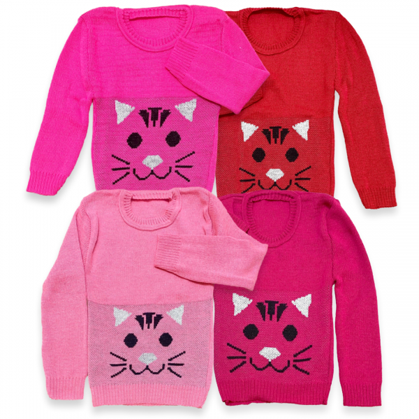 Kit 2 Blusa Casaco 4a8 anos Menina Lã Tricot de Frio Inverno