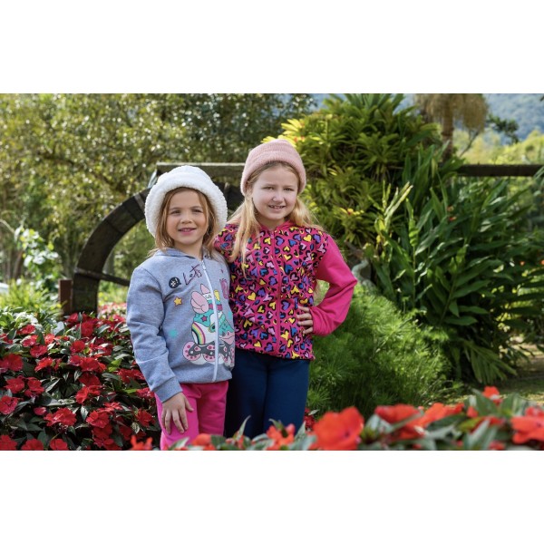 Kit 3 Conjunto Moletom Infantil Zíper Capuz Feminino Frio