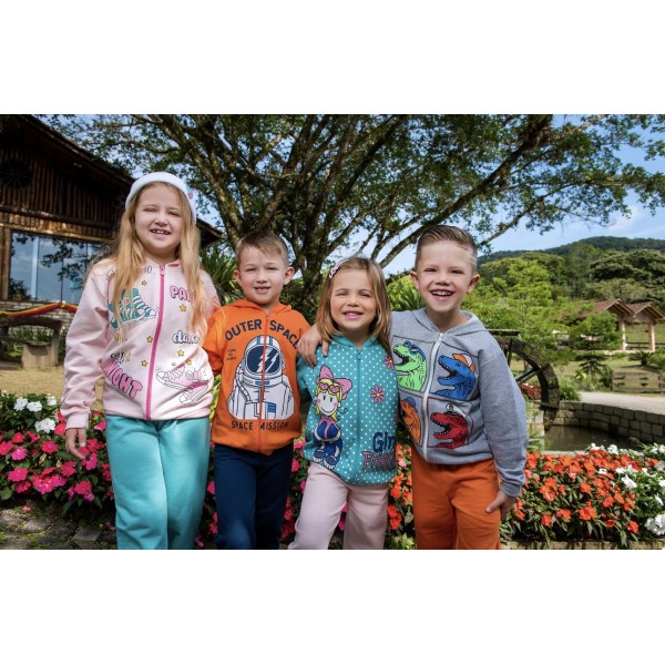 Kit 3 Conjuntos Moletom Infantil Zíper Capuz Menina Inverno