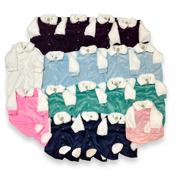 KIT LOTE ATACADO REVENDA MACACÃO BEBE PLUSH LISO FRIO BARATO