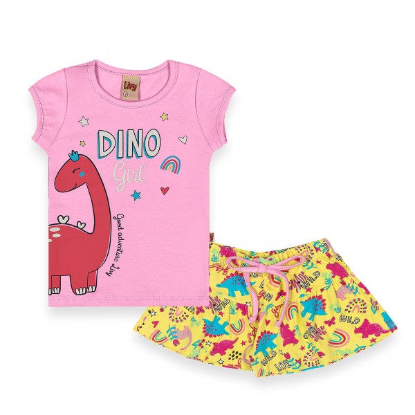 Kit Trijunto 3 pçs Verão Menina Blusa Shorts Faixinha Cabelo
