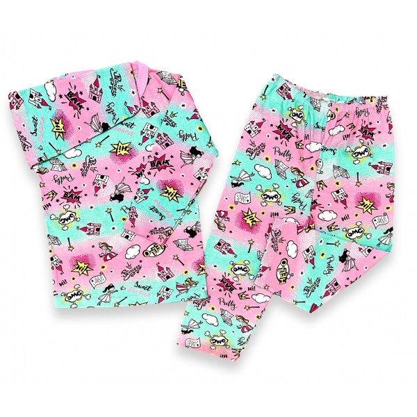 Pijama Infantil Inverno Longo Menina 1-8 Anos Estampado Frio