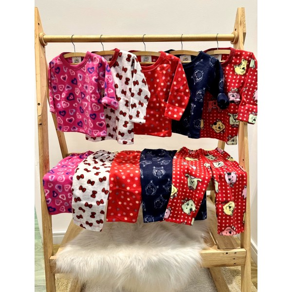 Pijama Infantil Inverno Soft Menina 1-3 Anos Estampado Frio