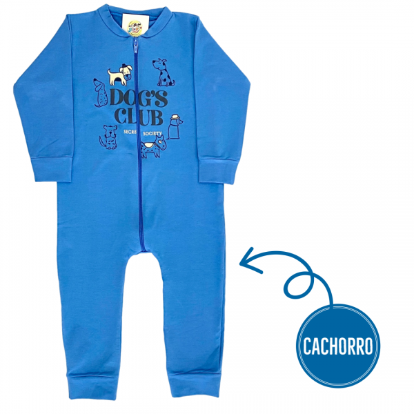 Pijama Macacão Zíper Manga Longa Infantil 1 a 3 Anos Menino