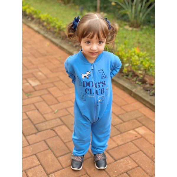 Pijama Macacão Zíper Manga Longa Infantil 1 a 3 Anos Menino