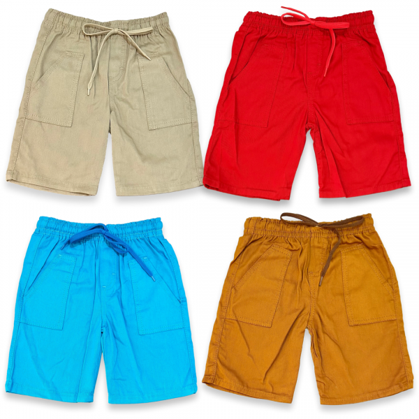 Shorts Bermuda Sarja Infantil 1a8 Anos Menino Bolsos Cordão