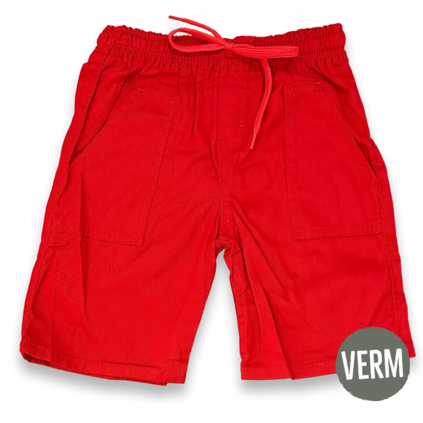 Shorts Bermuda Sarja Infantil 1a8 Anos Menino Bolsos Cordão