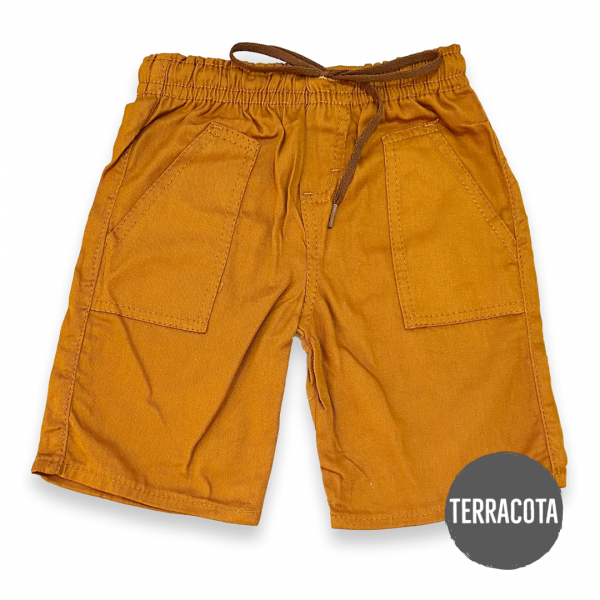 Shorts Bermuda Sarja Infantil 1a8 Anos Menino Bolsos Cordão