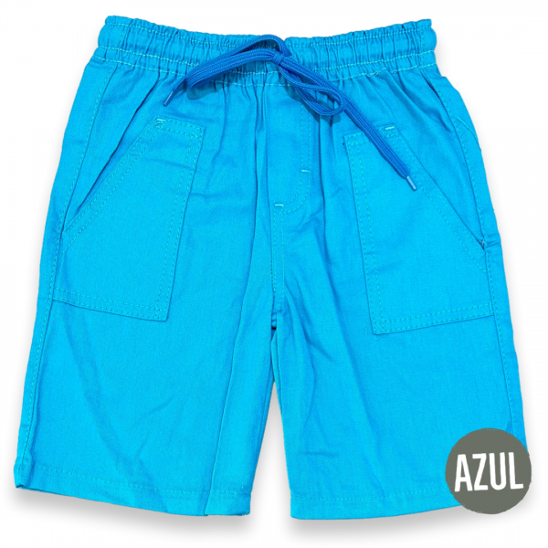 Shorts Bermuda Sarja Infantil 1a8 Anos Menino Bolsos Cordão