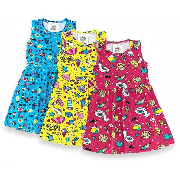 Vestido Infantil Cotton Calor Verão Estampa 1a3 Anos Barato